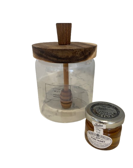 Glass Honey Jar & Honey (kosher)