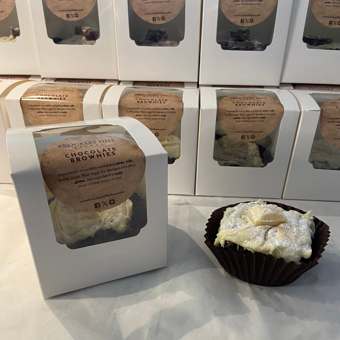 Individual WHITE Chocolate Drizzled Choc Brownie