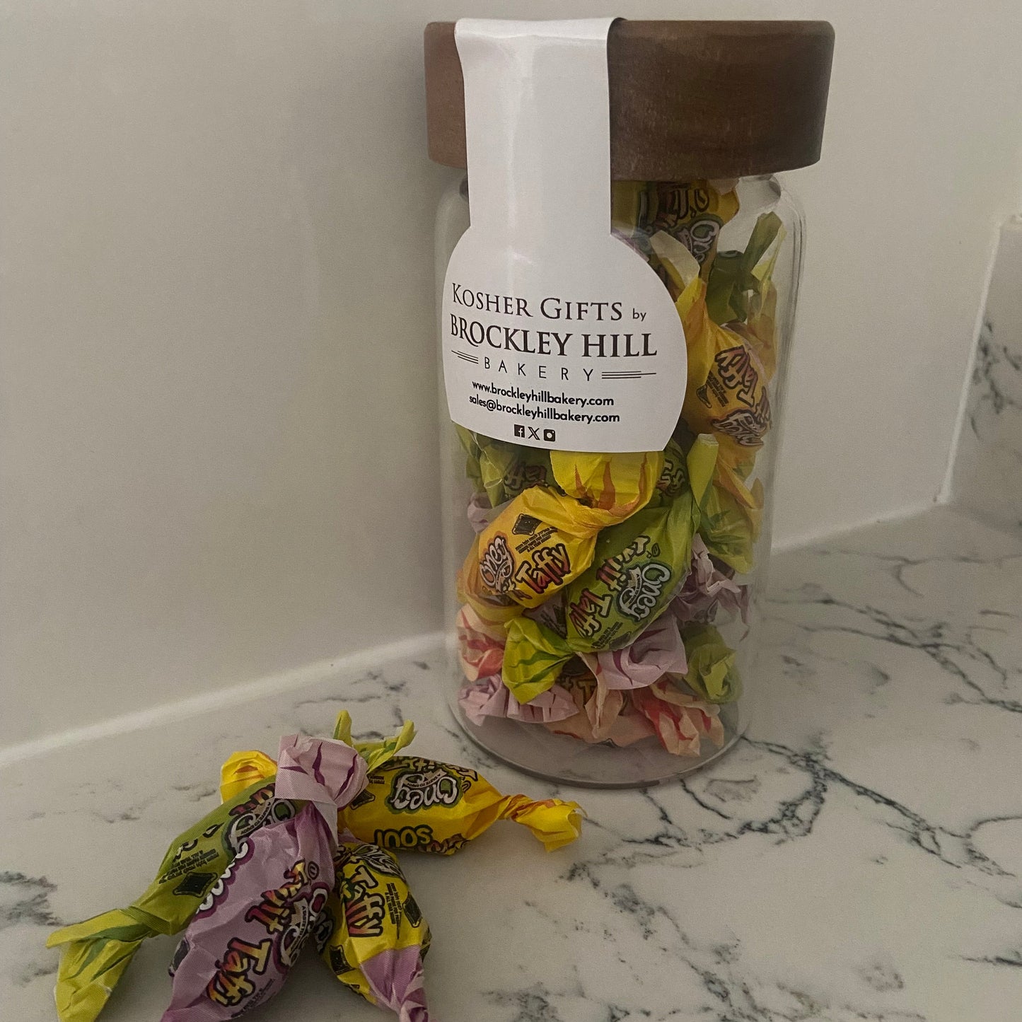Fruit Taffy Sweets in Glass Jar