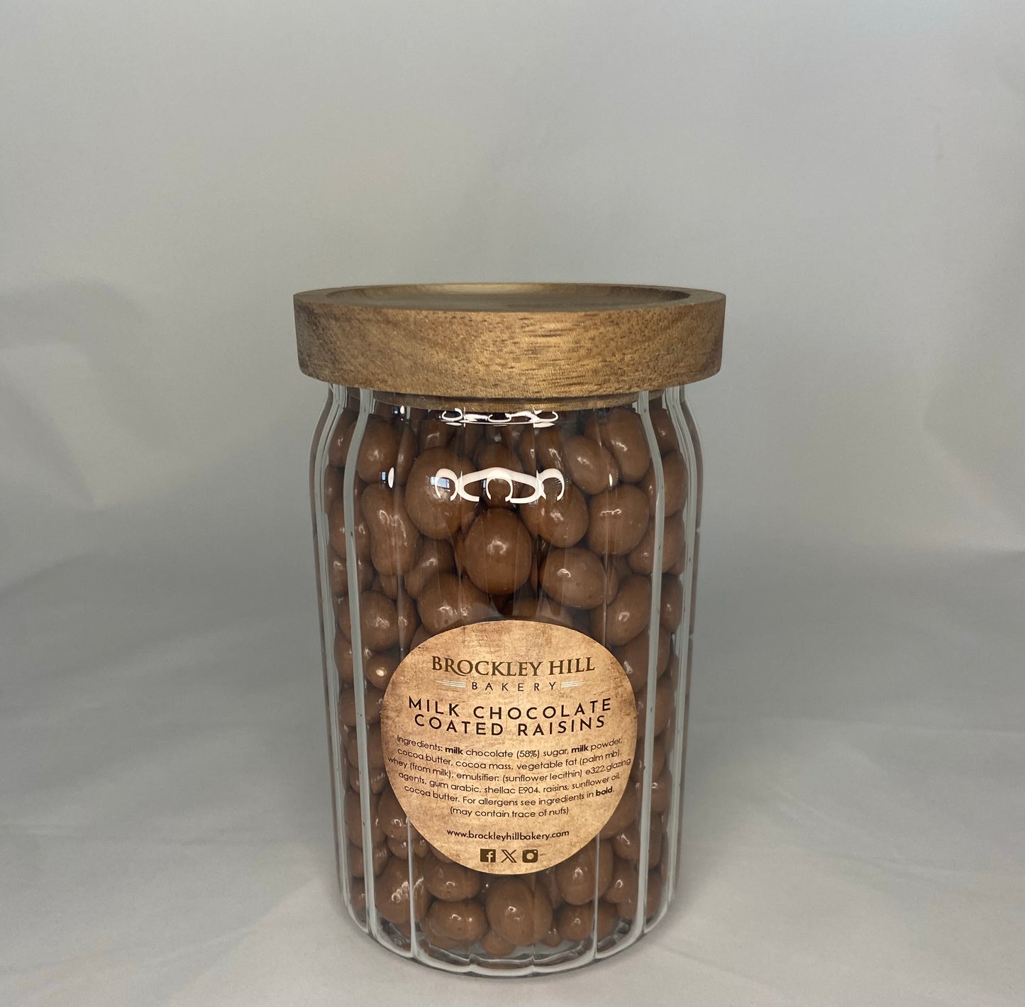 Milk Chocolate Coated Raisins in Glass Jars