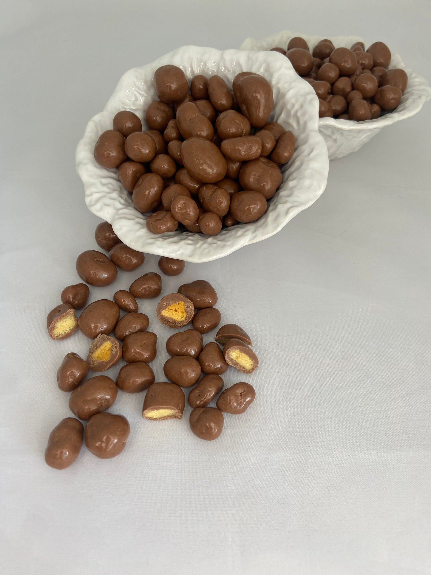 Milk Chocolate Honeycomb Bites in Glass Jars