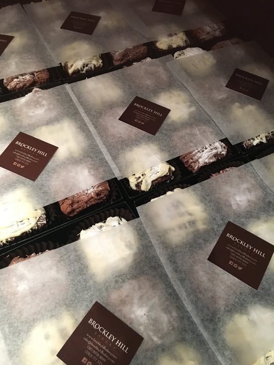 Luxury gift box of 6 chocolate brownies with WHITE & MILK choc drizzle