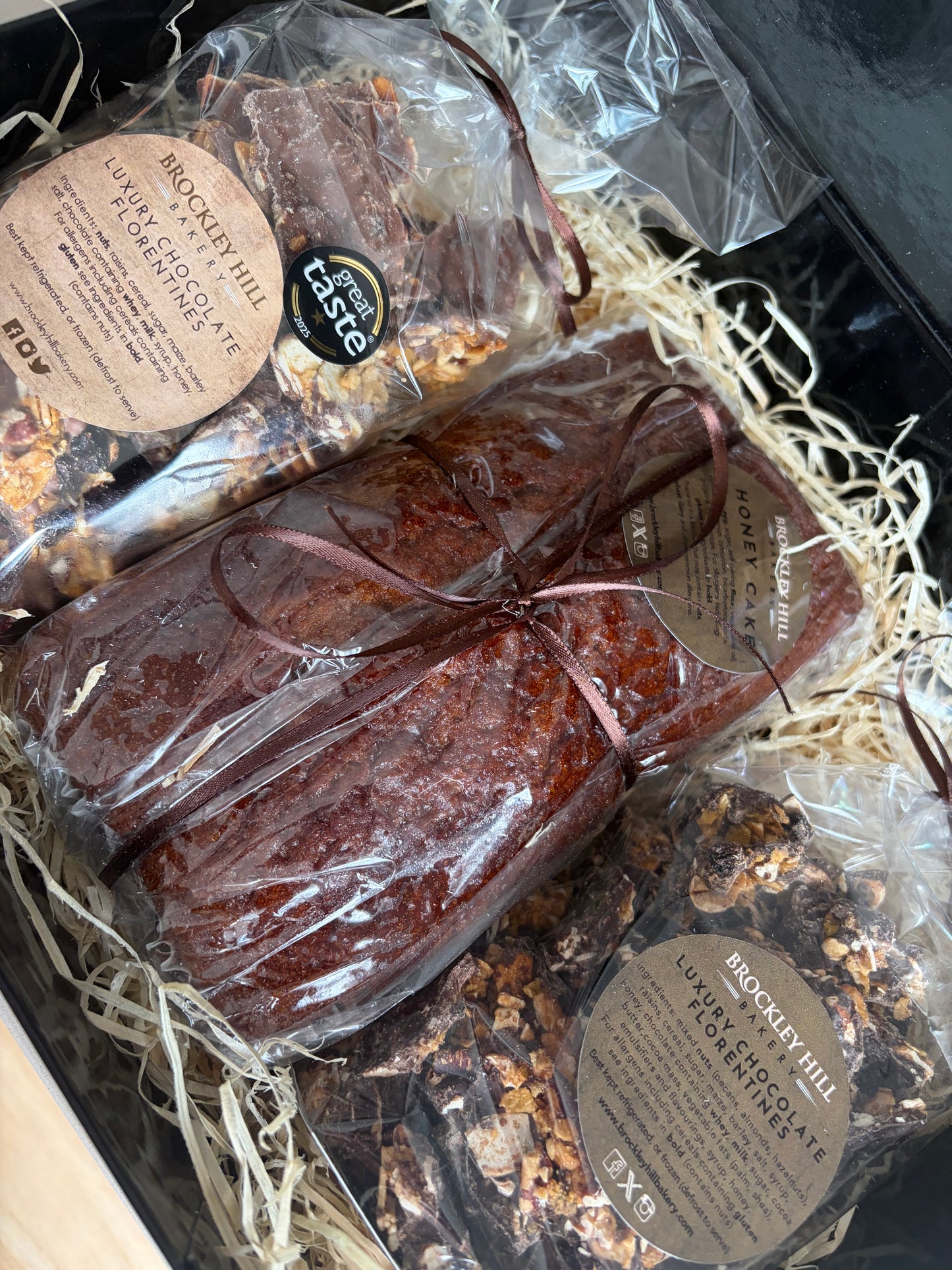 Traditional Honey Cake with Milk & Dark Chocolate Florentines Gift Box