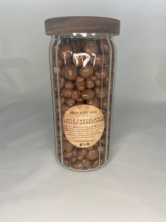 Milk Chocolate Honeycomb Bites in Glass Jars